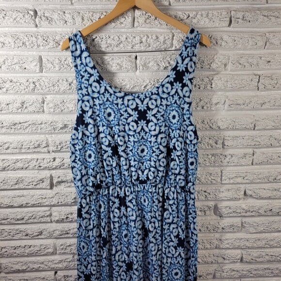 Sonoma Womens Dress Extra Large XL Tank Sheath Midi Blue Motif GEO51E - Picture 7 of 11